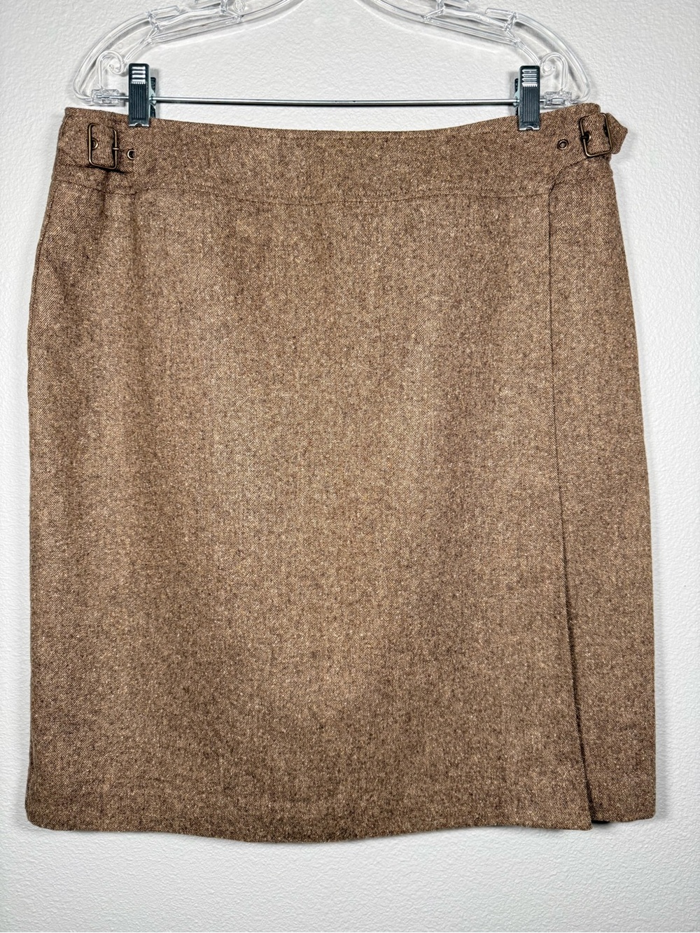 Evan-Picone Women’s Size 16 Classic Brown Wool Blend Wrap Skirt